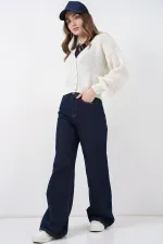 Gilet court en maille pour femme 15955 - Écru