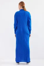 Robe longue en maille 15839 - Bleu marine