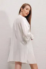 Women's White Ruffle Sleeve Elasticated Loose Kimono HZL23S-BD158821