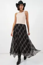 Jupe asymétrique en mousseline pour femme 8056 - Noire