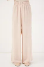 Ensemble deux pièces pour femme : tunique et pantalon à lacets sur le devant, réf. 6744 - Crème