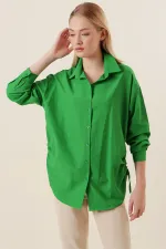 Chemise oversize à cordon de serrage 20132 - Verte