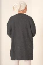 15768 Tesettür Triko Hırka - Antrasit