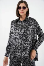 Ensemble deux pièces imprimé léopard 6699 - Noir