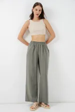 Kadın Beli Lastikli Bol Paça Pantolon 30087 - Gri