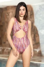 Maillot de bain doublé minimiseur à bretelles de poitrine orange pour femme HZL24S-AR1836