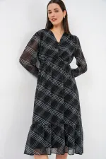 Robe en mousseline à motifs 2137 - Gris clair