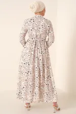 Robe hijab à col mandarin 2144 - Crème