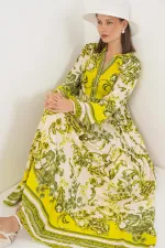 Robe longue hijab à motifs pour femme 2585 - Vert foncé