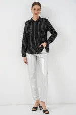 Women's Foil Patterned Shirt 20253 - A.Black