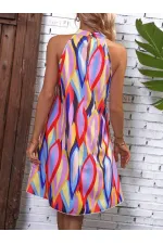 Women's Multicolored Sleeveless Mosscrepe Digital Print Unlined Dress HZL24S-FRY120931