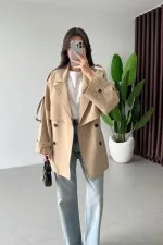 Women's Biscuit Premium Midi Length Lined Cashmere Coat HZL25W-BD191571