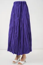 Jupe longue froissée pour femme 8042 - Violet
