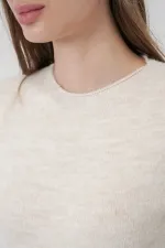 Robe en maille à manches courtes pour femme 15950 - Crème