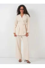 Women's Kimono Pants Fabric Set 30054 - Beige