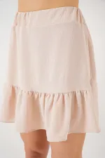 Kadın Ayrobin Mini Etek 8054 - Krem