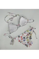 Ensemble bikini triangle dos nu à motif étoile blanche pour femme HZL25S-LC5005