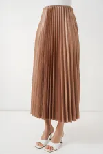Jupe plissée aspect cuir 8009 - Camel