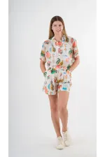 Kadın Çok Renkli Oversize Uzun Kısa Kollu Basic Şifon Gömlek HZL24S-YY996