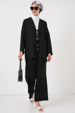 Women's Ayrobin Kimono Pants Two-Piece Set 6739 - Black