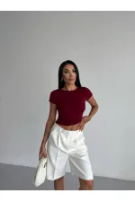 Kadın Bordo Bisiklet Yaka Sandy Bluz HZL25S-FRY123191