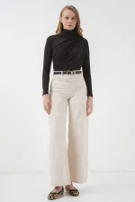 925 Büzgü Detaylı Sandy Bluz - Kahverengi