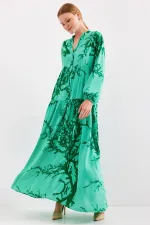 Robe hijab en viscose vert foncé pour femme 2423