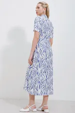 2213 Short-Sleeve Viscose Dress - Blue