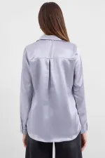 3964 Lightly Draped Satin Shirt - Lilac