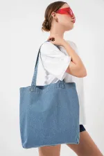 Kadın Mavi Kot Kumaş Cepsiz Omuz Çanta HZL25S-BD10231