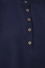 6678 Keten Tunik Pantolon İkili Takım - Lacivert