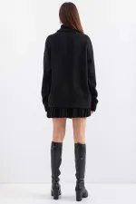 Kadın Siyah Kazak Etek Triko İkili Takım HZL25W-BD1102641