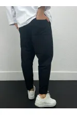 Erkek Siyah Beli İp Bağlamalı Düz Kesim Cepli Pantolon Eşofman Altı HZL24S-MXC8948-193