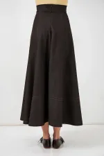 Kadın Kahverengi Yüksel Bel Uzun Jean Etek HZL26W-BD180661