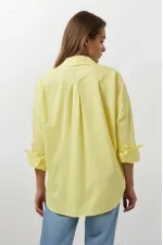 Kadın Sarı Oversize Uzun Basic Gömlek Hzl22w-bd139001