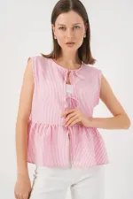 Women's Front Tie Blouse 961 - Pink