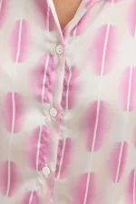 3964 Lightly Draped Satin Shirt - Light Pink