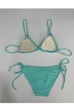 Ensemble bikini triangle dos nu vert aqua pour femme HZL25S-LC5005