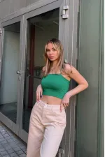 Kadın Petrol Yeşili İp Askılı Örme Büstiyer HZL24S-ZK12001