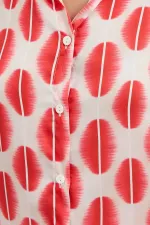 3964 Lightly Draped Satin Shirt - Dark Red