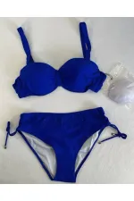 Women's Saxe Blue Stone Embroidered Lined Bikini Set HZL25S-LC3361
