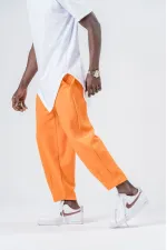 Pantalon de jogging ample orange pour homme, taille et jambes élastiques, HZL24S-MXC8989-341