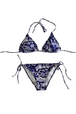 Women's Lilac Floral Patterned Halter Neck Triangle Bikini Set HZL25S-LC5005