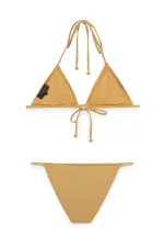 Ensemble bikini triangle dos nu pailleté doré pour femme HZL25S-LC5005