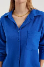 20153 Tek Cepli Oversize Keten Gömlek - C.Saks