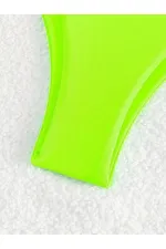 Kadın Neon Yeşil İp Detaylı Astarlı V Kesim Üçgen Bikini Takım HZL24S-LC2234