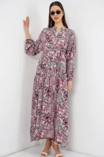 Robe longue hijab à motifs pour femme 2585 - Gris foncé