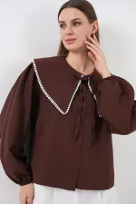 Women's Baby Collar Shirt 20314 - Brown