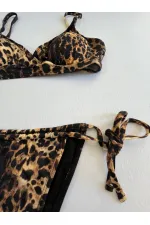 Ensemble bikini léopard marron pour femme HZL25S-LC3119