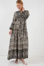 Robe hijab à motifs authentiques 2423 - Noir 9